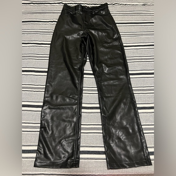 Abercrombie & Fitch 90s Straight Ultra High Rise Leather Pants - Picture 4 of 7